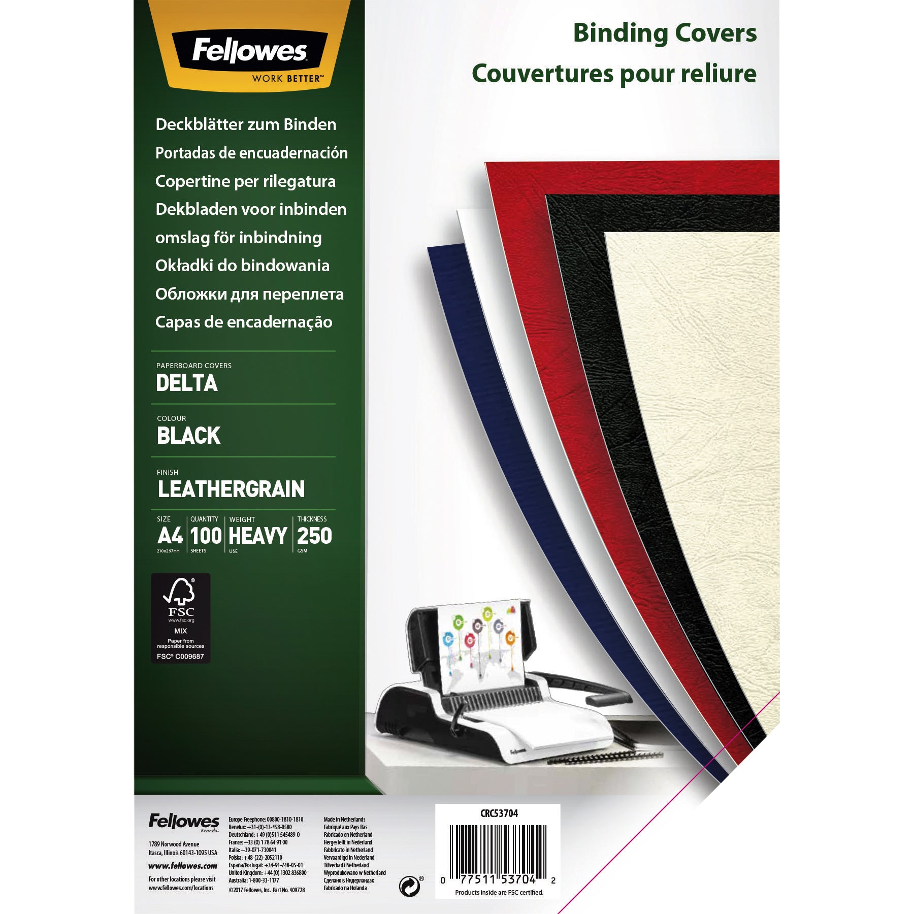 Voorblad Fellowes A4 lederlook zwart