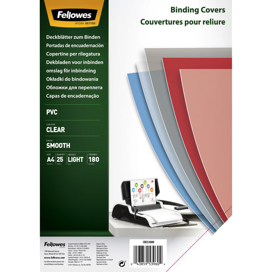 Fellowes A4 PVC Voorblad 180 micron Transparant