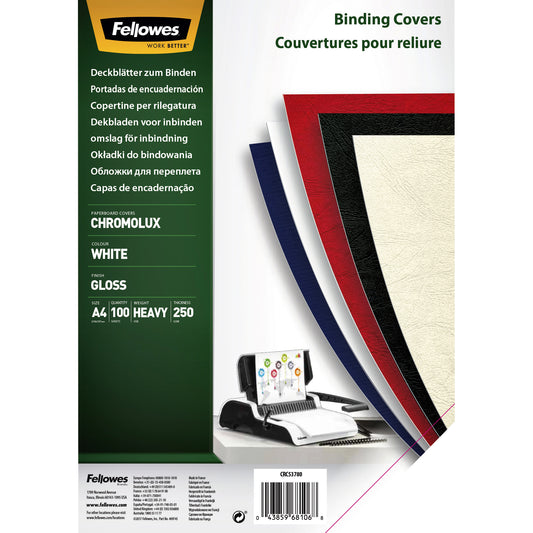 Fellowes A4 Chromolux Wit Kartonnen Voorblad 250 g/m²