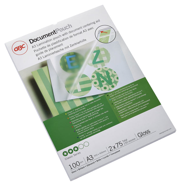 GBC A3 Plastificeerhoes 2x75 Micron Glans