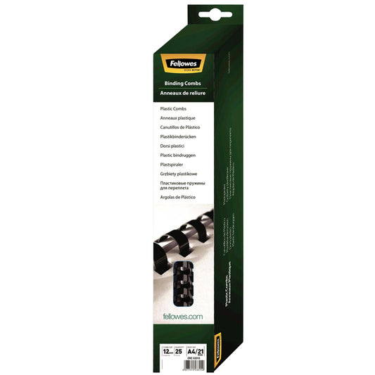 Bindrug Fellowes 12mm 21-rings voor A4 documenten zwart