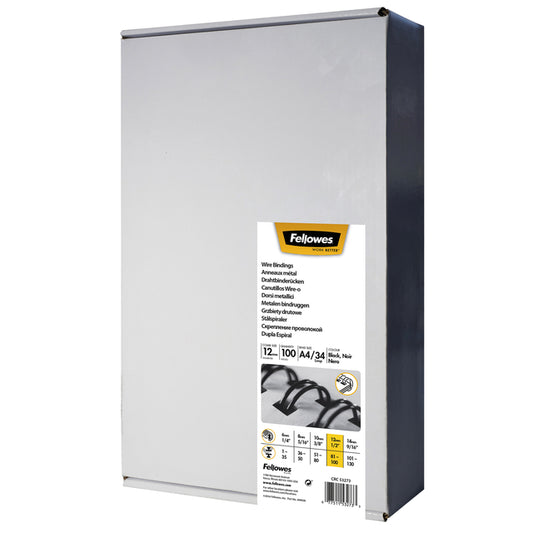 Draadrug Fellowes 12mm 34-rings A4 zwart