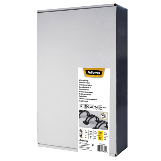 Draadrug Fellowes 12mm 34-rings A4 wit