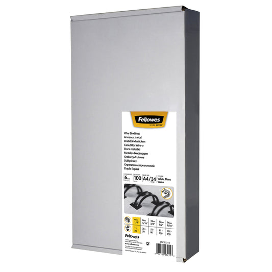 Draadrug Fellowes 6mm 34-rings A4 zilver