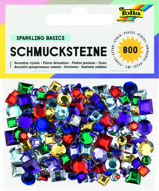Glitter Steentjes Folia, 800 Stuks in Diverse Kleuren en Vormen