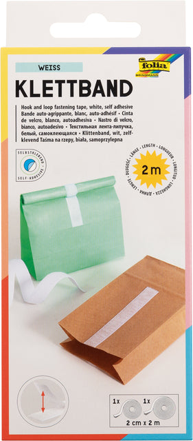 Klittenband Folia 20mmx2m Wit