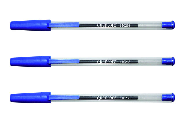 Balpen Quantore stick blauw met gevlekte dop