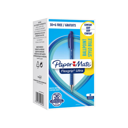 Balpen Paper Mate Flexgrip Ultra M blauw valuepack - 2