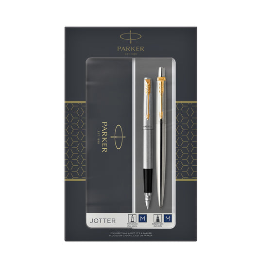 Parker Jotter GT RVS Balpen en Vulpen Duo in Geschenkverpakking
