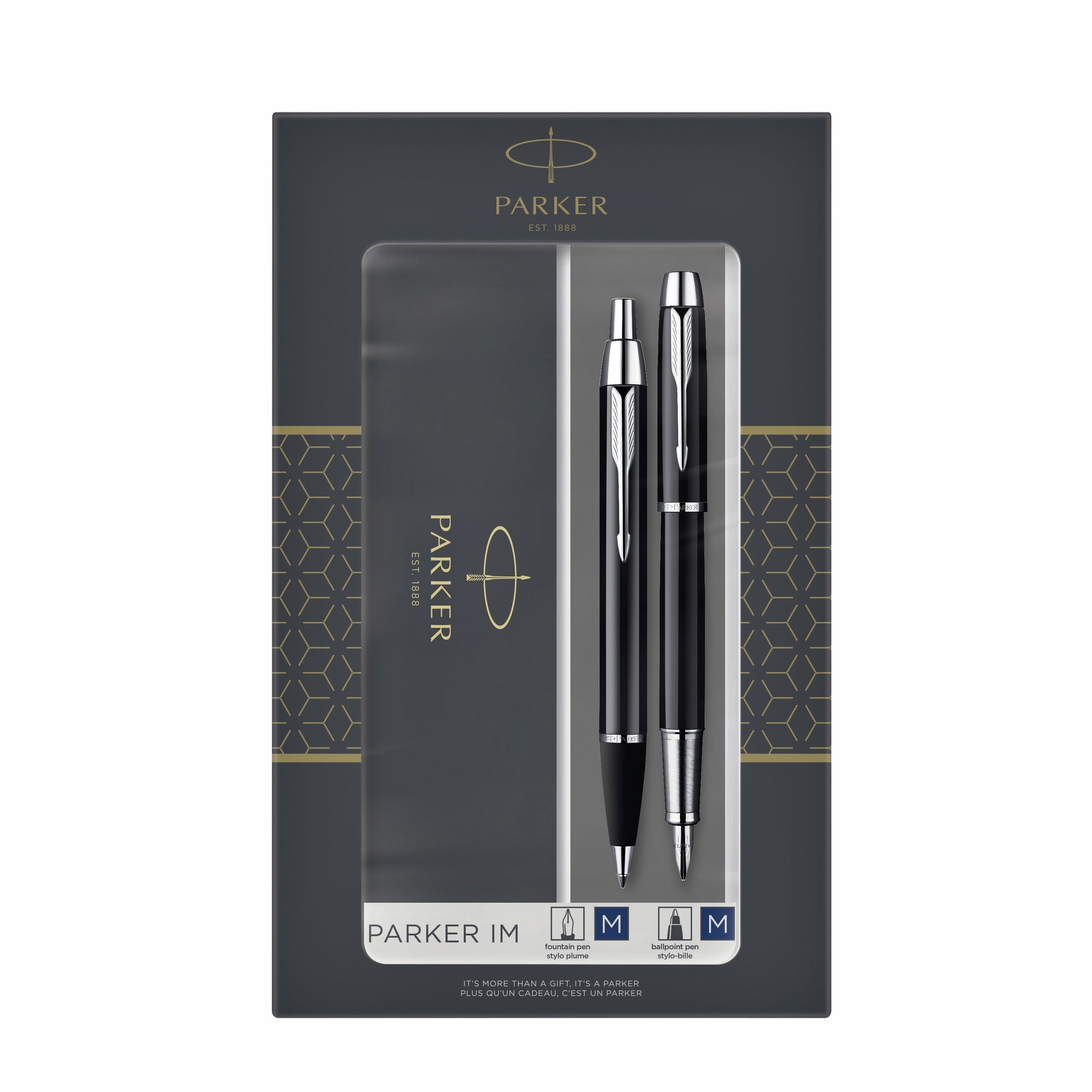 Parker IM CT Zwarte Balpen en Vulpen Duo in Geschenkverpakking