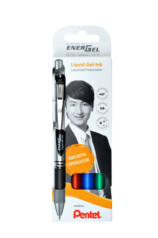 Pentel Energel M Fijnschrijver in Zwart, Rood, Blauw en Groen