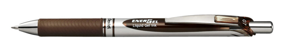 Pentel Energel BL77 Gelroller M bruin met metalen punt en rubber grip