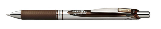 Pentel Energel BL77 Gelroller M bruin met metalen punt en rubber grip
