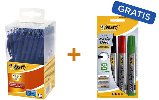 Bic M10 Clic M Blauw + 4 Viltstiften – complete set