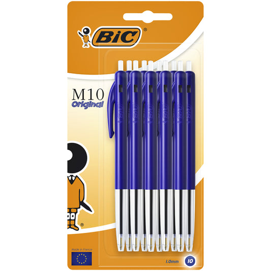 Bic M10 M blauw balpen met drukknop, 1,7 km schrijftijd