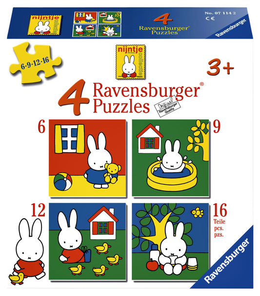 Nijntje 4-in-1 Puzzel Set 6+, 9+, 12+ en 16 stukjes