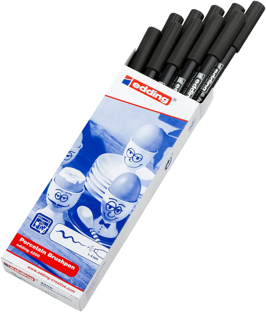 edding 4200 Porselein Brushpen set voor ovenvaste decoraties - 3