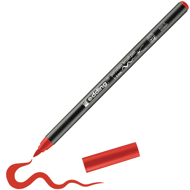 Edding 4200 Porselein Brushpen Rood - 2