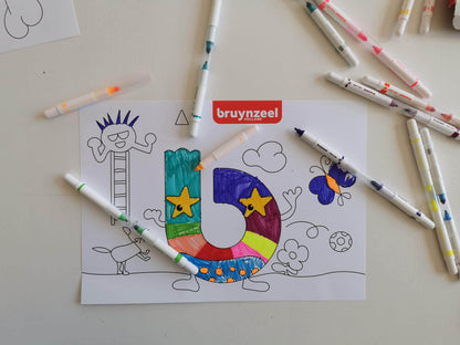 Brynzeel Kids Twin Points Viltstift Assorti 2-in-1, Dikker en Dunner - 4