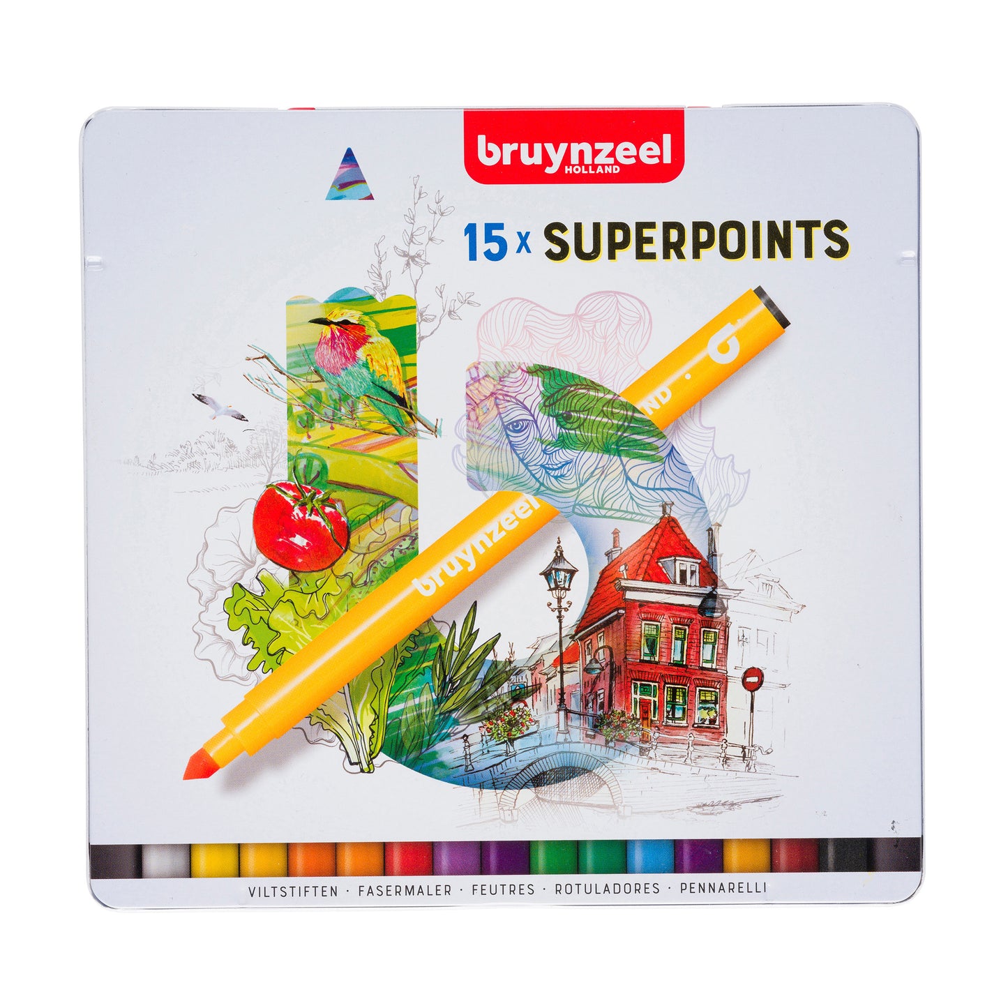 Bruynzeel Expression Super Points Viltstiften 14 Kleuren + Witte Stift