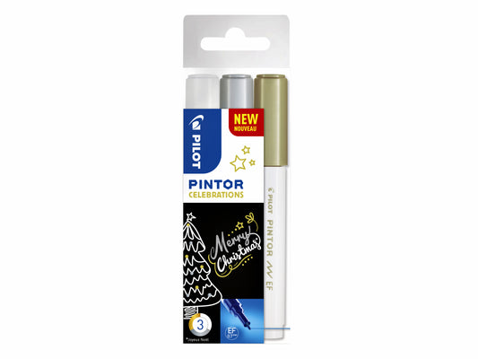 Pilot Pintor Celebrations metallic verfpen set in feestkleuren