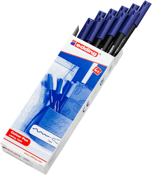 edding 1200 fineliner 0,5-1mm blauw, ronde punt - 3