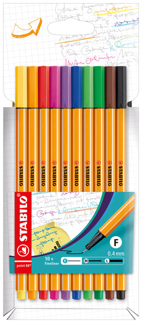 Fineliner STABILO Point 88/10 F Assortiment 10 kleuren
