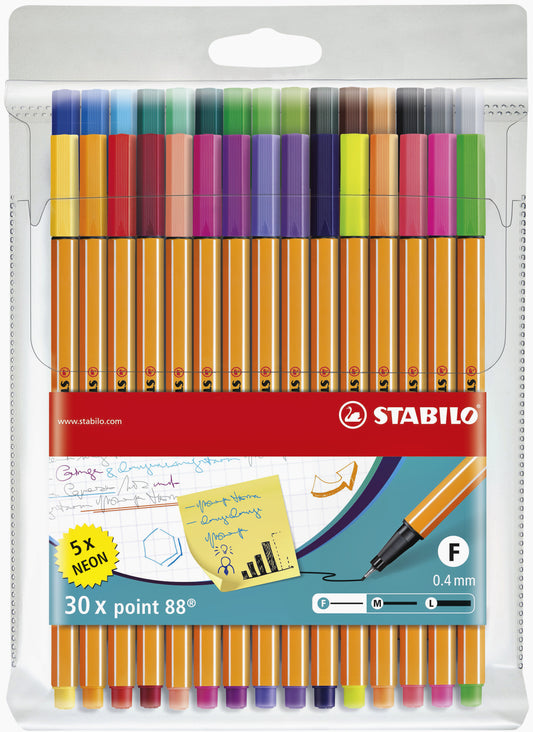 STABILO Point 88 Fineliner 30 kleuren, 0,4mm