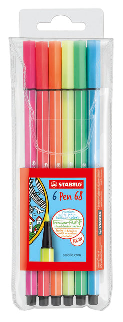 Fluorescerende Viltstift STABILO Pen 68/6 M ass. fluor geel
