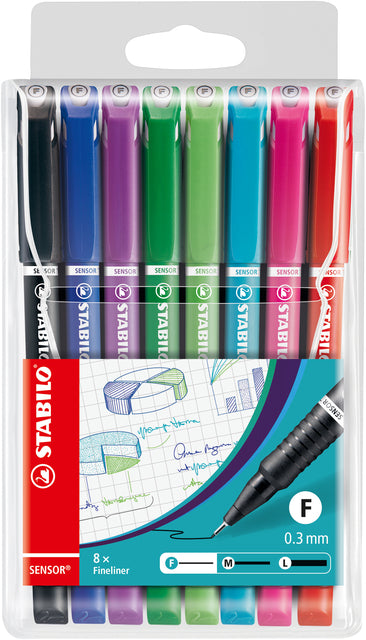 Fineliner STABILO Sensor 189/8 F Assortiment, 8 stuks