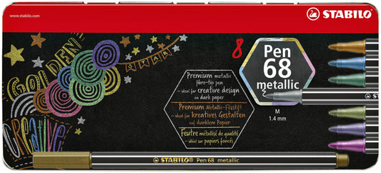 Viltstift STABILO Pen 68/8 M Metallic Assortiment, 8 stuks