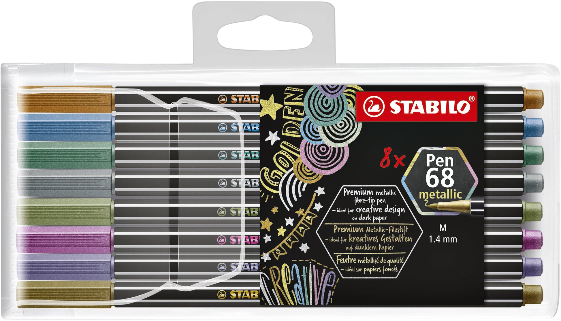 Viltstift STABILO Pen 68/8 M Metallic Assortiment, 8 stuks