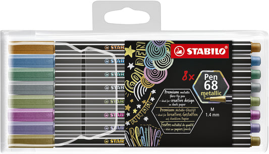 Viltstift STABILO Pen 68/8 M Metallic Assortiment, 8 stuks