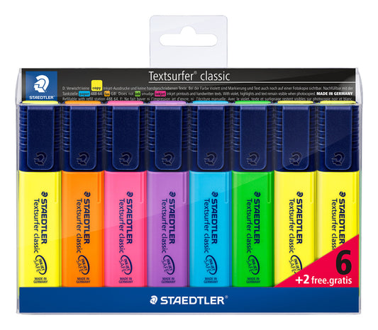 Staedtler Textsurfer 6+2 Assortiment met Gratis Gele Stift