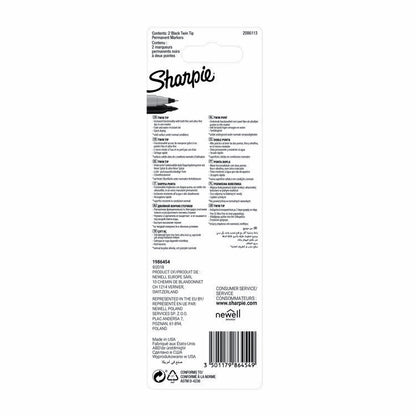 Sharpie Twin Tip permanent marker zwart, 2 stuks - 3