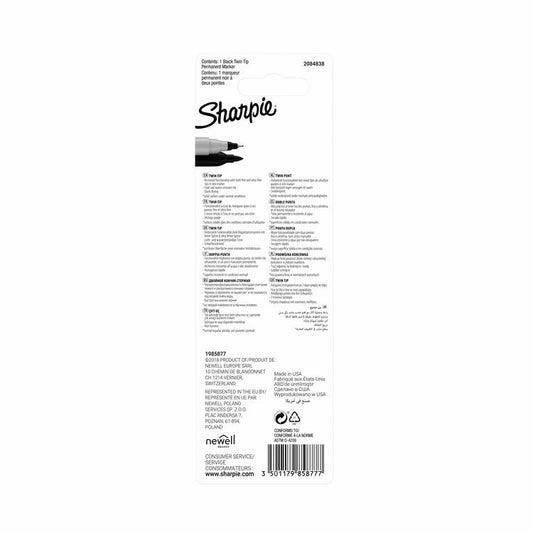 Viltstift Sharpie Twin Tip Zwart, Fijn en Ultrafijn - 2