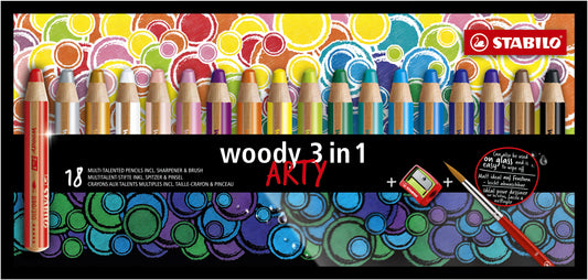 Stabilo Woody 3-in-1 Kleurpotlood, Was en Aquarel 18 Stuks