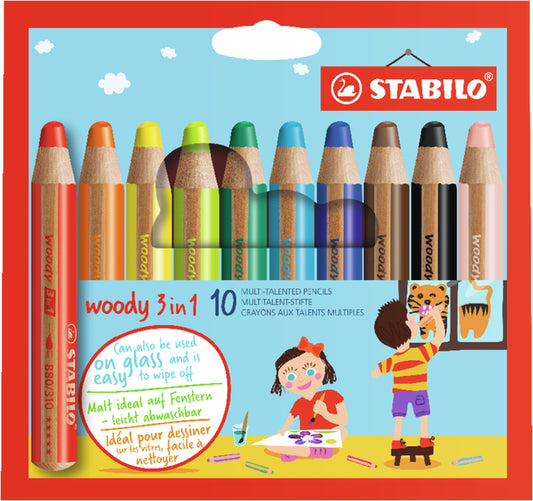 Stabilo Woody 3-in-1 kleurpotlood, 10 stuks assorti