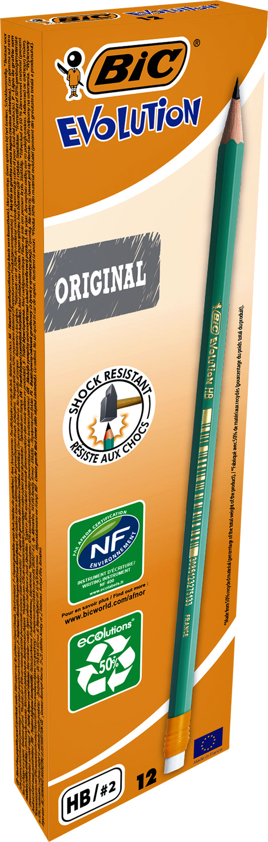 Bic Evolution ecolutions HB houtvrij potlood met gumtop