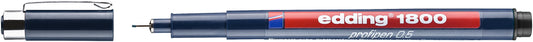 edding 1800 fineliner 0,5mm zwart, met metalen punt