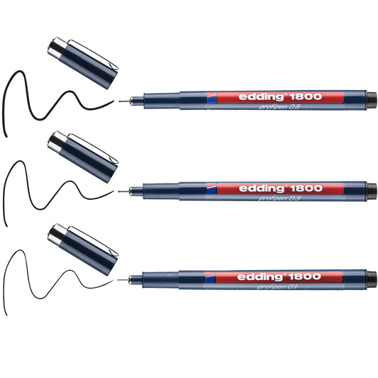 Edding 1800 Fineliner Set 3 Stuks Zwart