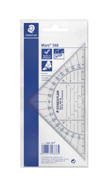 Staedtler 568 Geodriehoek, 160mm, onbreekbaar kunststof