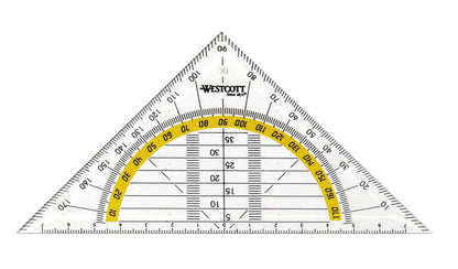 Westcott Geodriehoek 14cm Transparant met Gele Inktlijn - 2