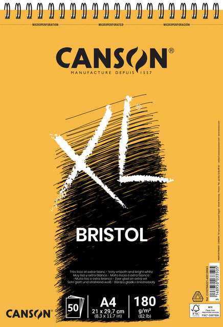 Canson XL Bristol Tekenblok A4 50 Vel 180g