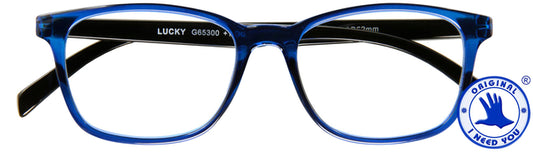 I Need You Leesbril +3.00dpt Lucky Blauw-Zwart