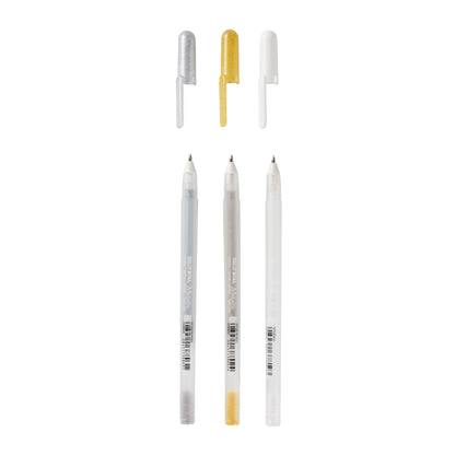 Set van 3 metallic Gelly Roll gelpennen in goud, zilver en wit
