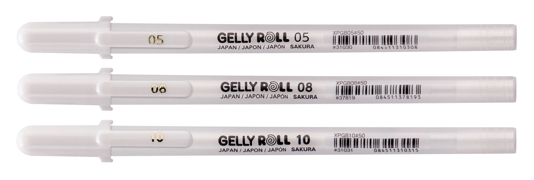 Set van 3 witte Sakura Gelly Roll pennen in verschillende diktes