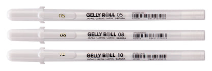 Set van 3 witte Sakura Gelly Roll pennen in verschillende diktes