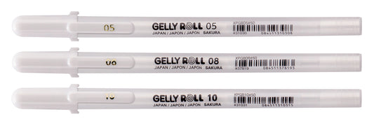 Set van 3 witte Sakura Gelly Roll pennen in verschillende diktes