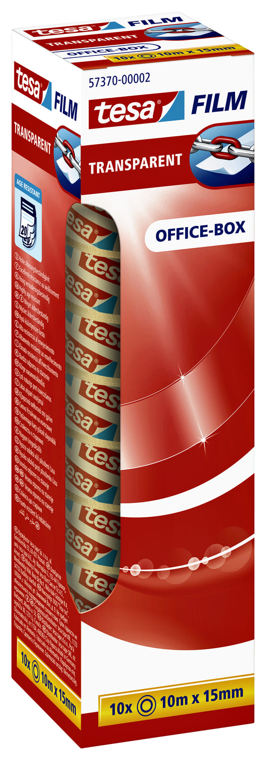 Plakband tesafilm 10mx15mm transparant (10 rollen)
